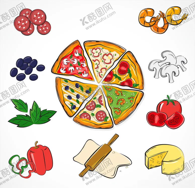 编号：27567906160608028658【酷图网】源文件下载-矢量厨房蔬菜食物素材