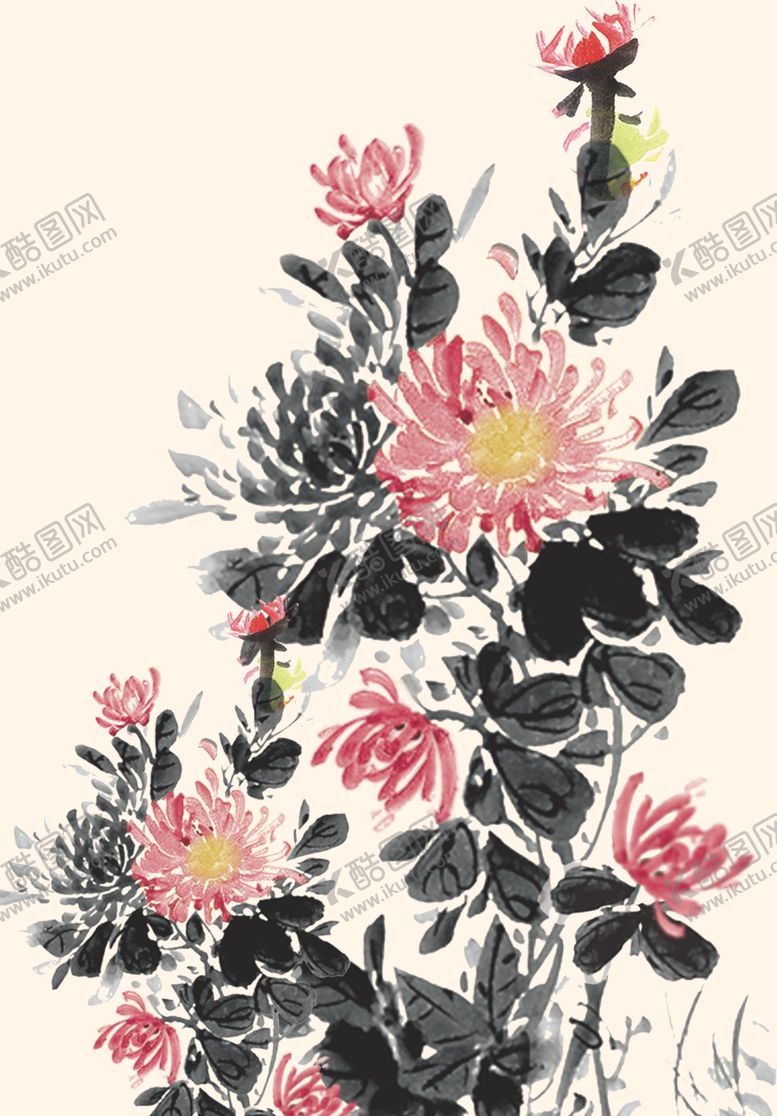 编号：51453609211337589551【酷图网】源文件下载-水墨菊花