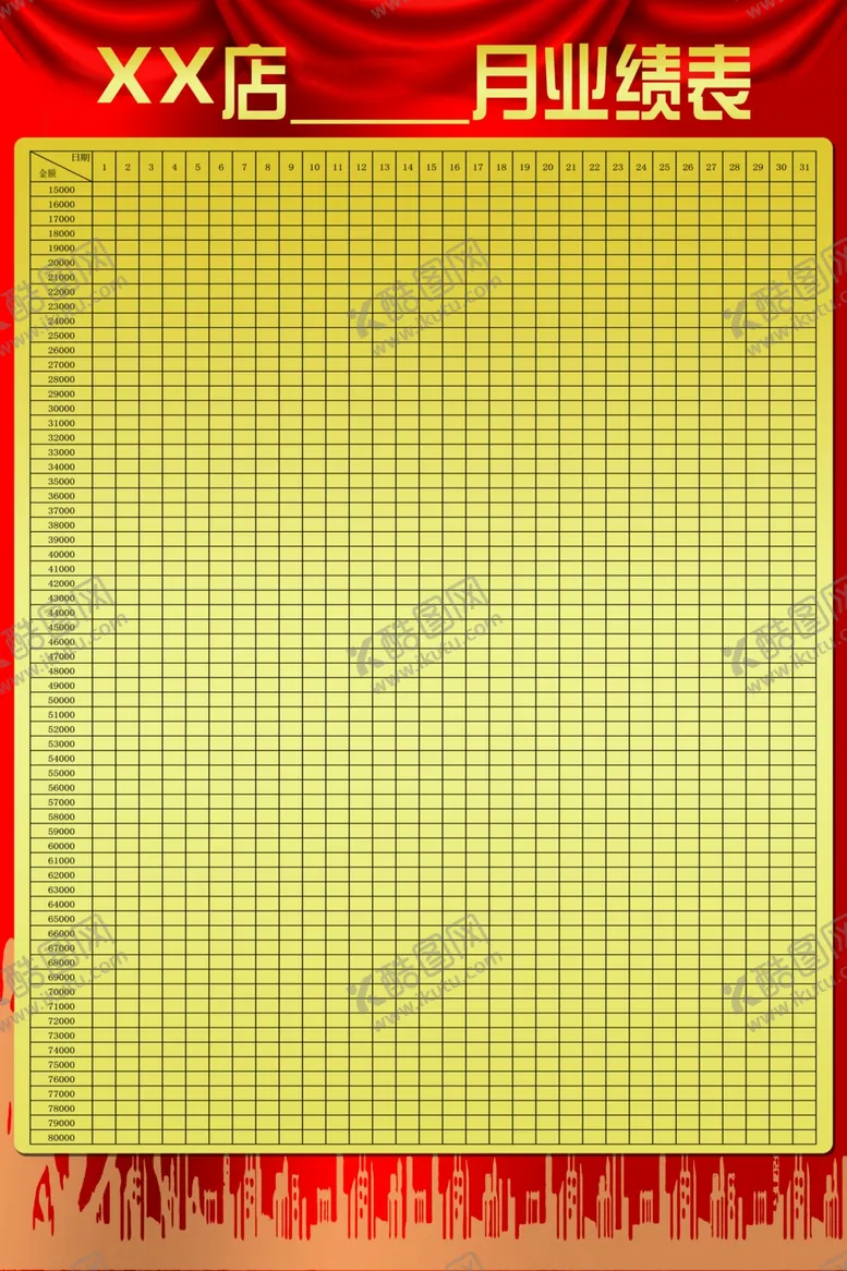 编号：29613905081526508419【酷图网】源文件下载-店铺业绩表