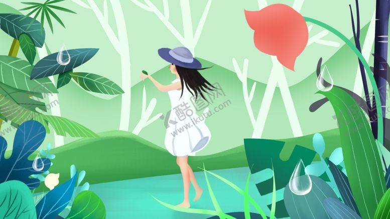 编号：55865909242042237567【酷图网】源文件下载-森林清新人物插画卡通海报素材