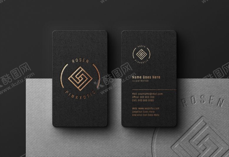 编号：13535605240352355860【酷图网】源文件下载-黑色奢华名片设计展示