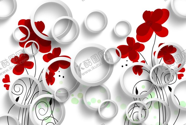 编号：48770506191557031733【酷图网】源文件下载-3D花背景墙