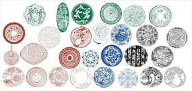 圆形花边边框传统图案花纹