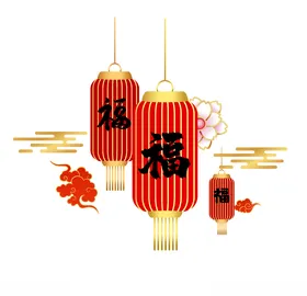 春节红色福字灯笼