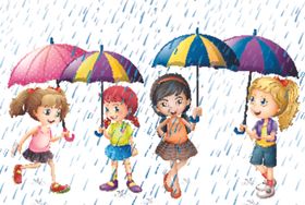 美女撑雨伞