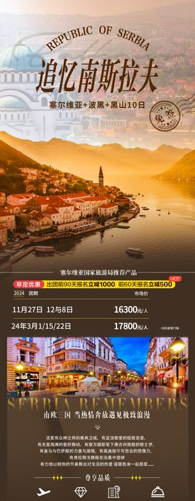 塞尔维亚南斯拉夫旅游长图海报