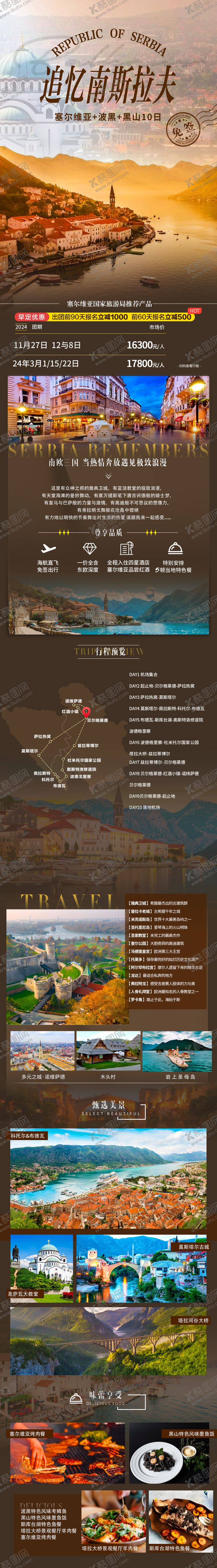 编号：36238702251849271721【酷图网】源文件下载-塞尔维亚南斯拉夫旅游长图海报