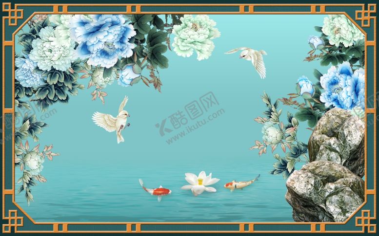 编号：49504310061609509079【酷图网】源文件下载-新中式花鸟轻奢地毯