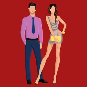 手绘情侣恋人卡通爱男女