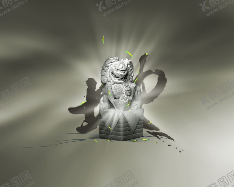 编号：96199805091829057636【酷图网】源文件下载-复古威严古董石狮子大气宣传海报