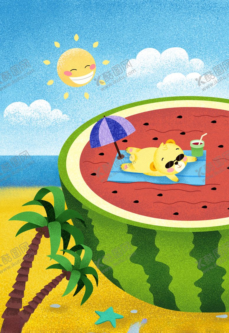 编号：49788210050941498369【酷图网】源文件下载-立夏小熊西瓜插画