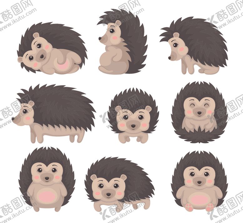 编号：73834411250122474156【酷图网】源文件下载-可爱刺猬卡通形象集合