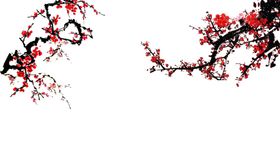 梅花桃国画水墨画抽象画桃水墨画