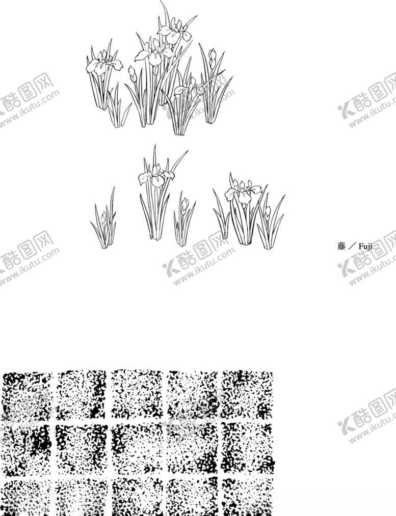 编号：35571307070027309173【酷图网】源文件下载-日本线描植物花卉矢量素材