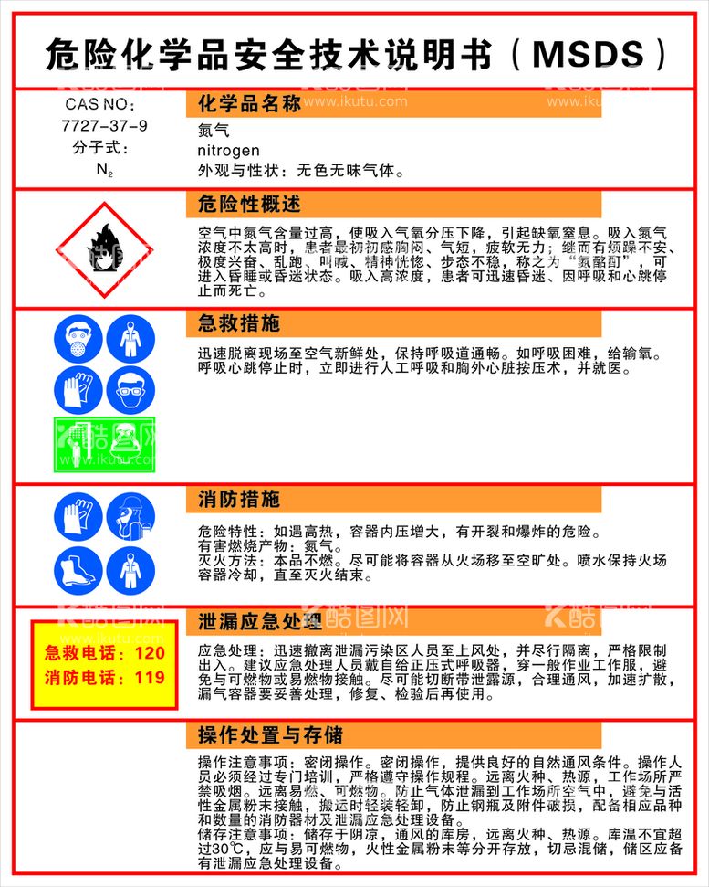 编号：65787611200237381620【酷图网】源文件下载-氮气危险化学品安全技术说明书M