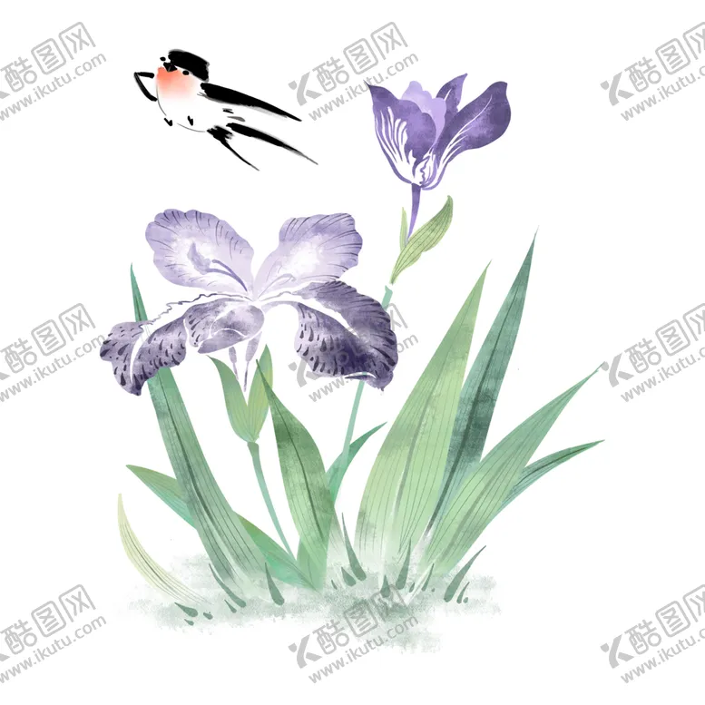 编号：44452002150406512752【酷图网】源文件下载-兰花紫色花漫画国风插画免抠