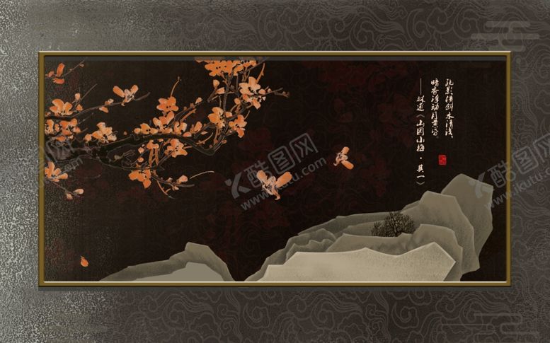编号：95945506172229231620【酷图网】源文件下载-工笔花鸟背景墙装饰画