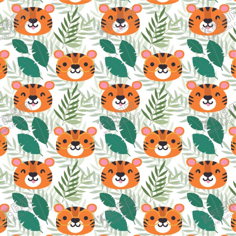 编号：15613909280545343088【酷图网】源文件下载-卡通老虎花纹