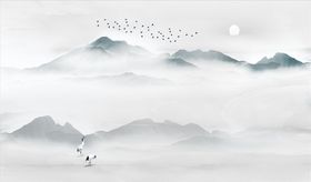 水墨山水背景墙