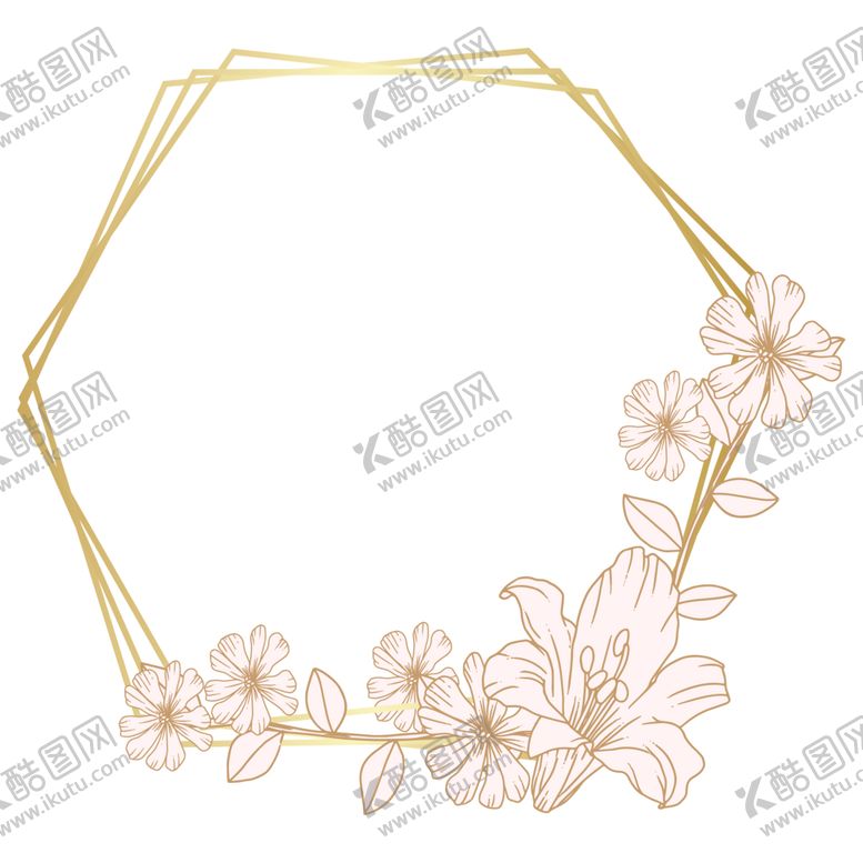 编号：20598201232010482256【酷图网】源文件下载-金色边框植物花环