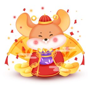鼠年素材穿唐装的拜年鼠
