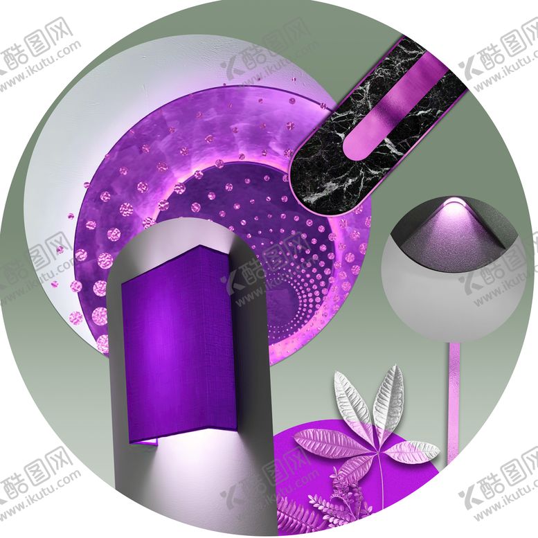编号：65391009131304594970【酷图网】源文件下载-紫色圆球叶子树枝挂画装饰画高清艺术画唯美