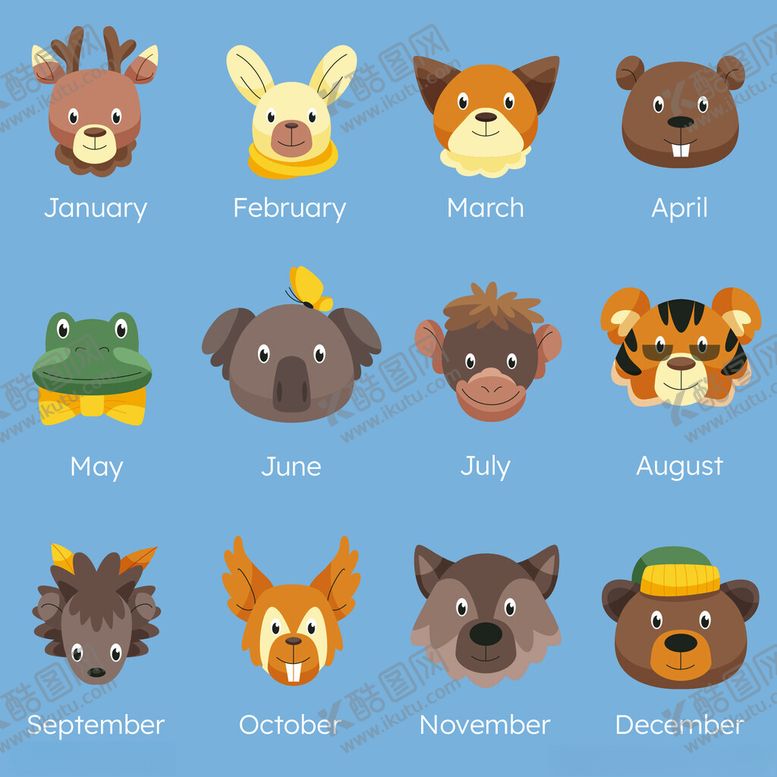编号：17754311010531237812【酷图网】源文件下载-可爱动物头像集合