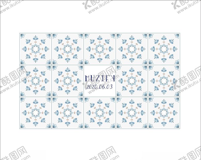 编号：99554010122127247396【酷图网】源文件下载-浅蓝花卉瓷砖图案