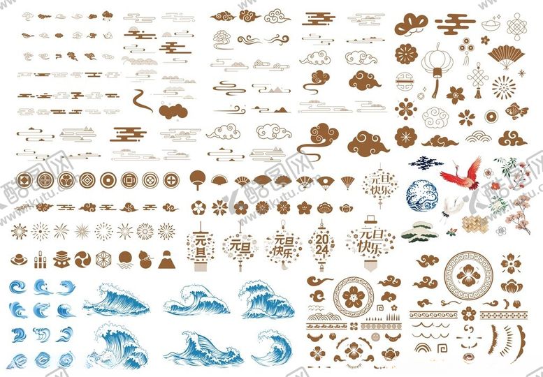 编号：58425409271618021095【酷图网】源文件下载-多样复古元素图案集
