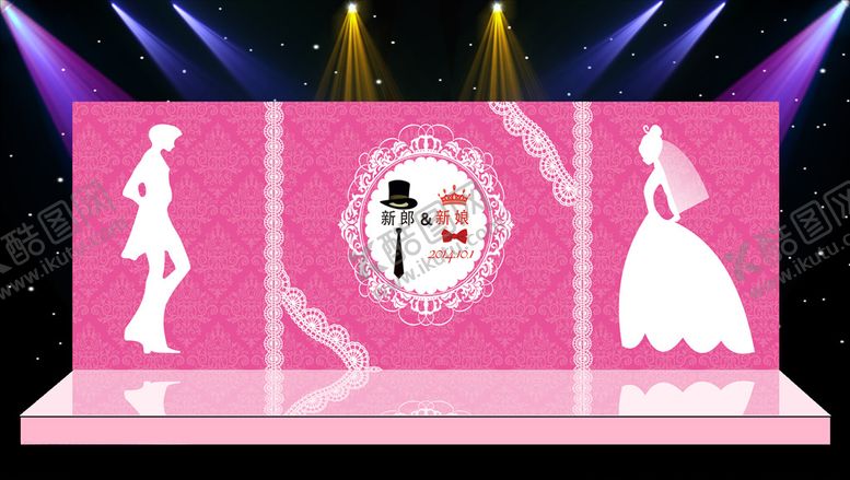 编号：88498610300322059705【酷图网】源文件下载-粉色主体婚礼现场布置设计源文件