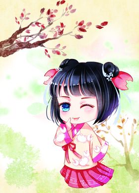 Q版可爱古风少女卡通形象2