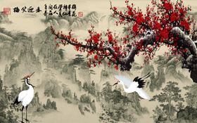 中式背景梅花古典风