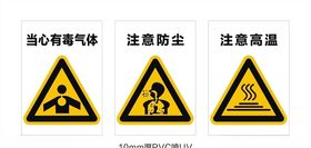 当心有毒注意防尘注意高温警示牌