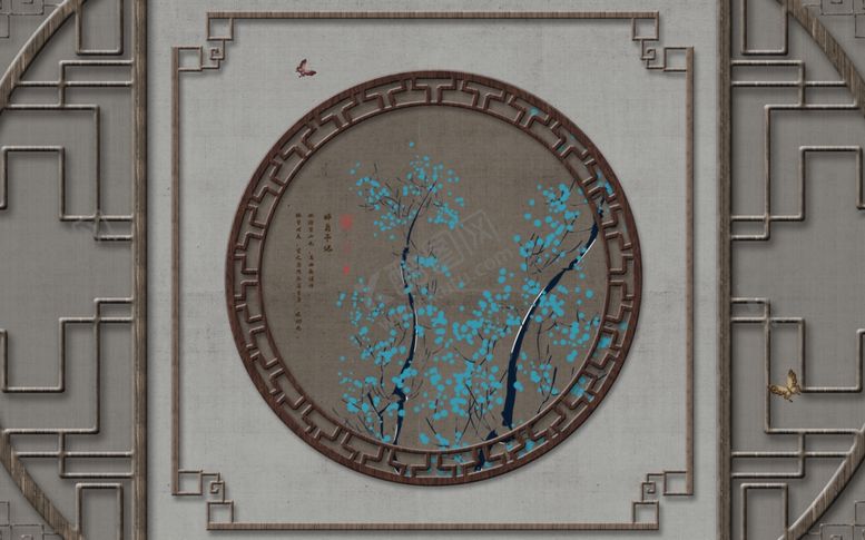 编号：66036909220713434174【酷图网】源文件下载-新中式背景墙