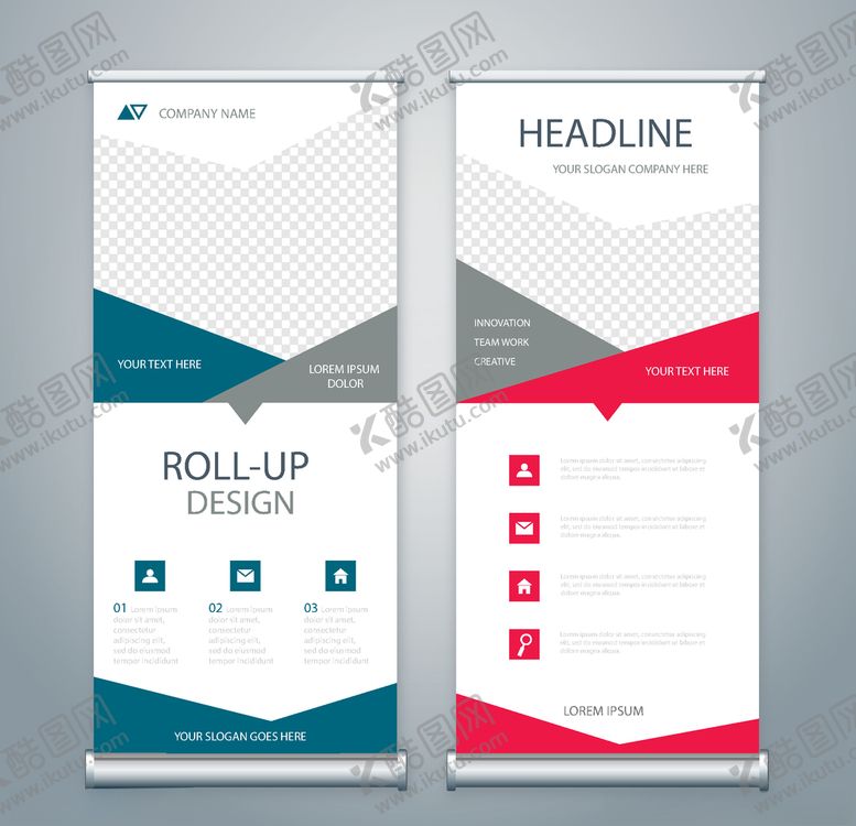 编号：52580610290346037043【酷图网】源文件下载-红色X展架模板易拉宝