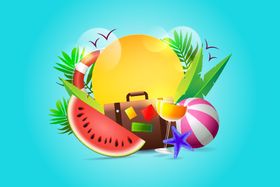 夏日海报背景滩标题风风旅游
