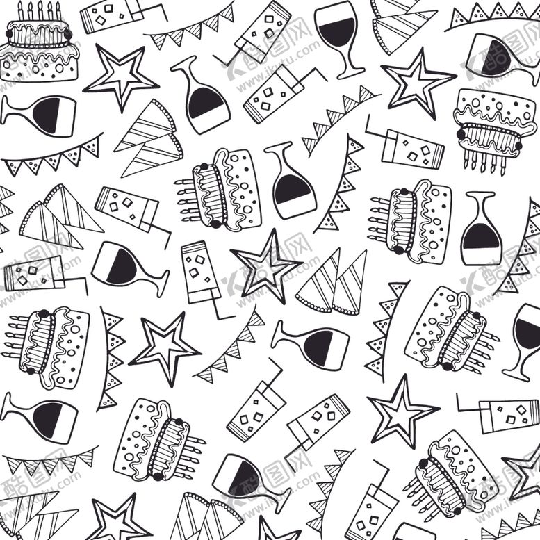 编号：47628609092303321026【酷图网】源文件下载-黑白涂鸦