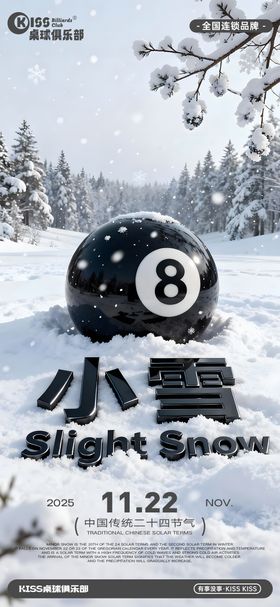 台球桌球小雪雪景海报
