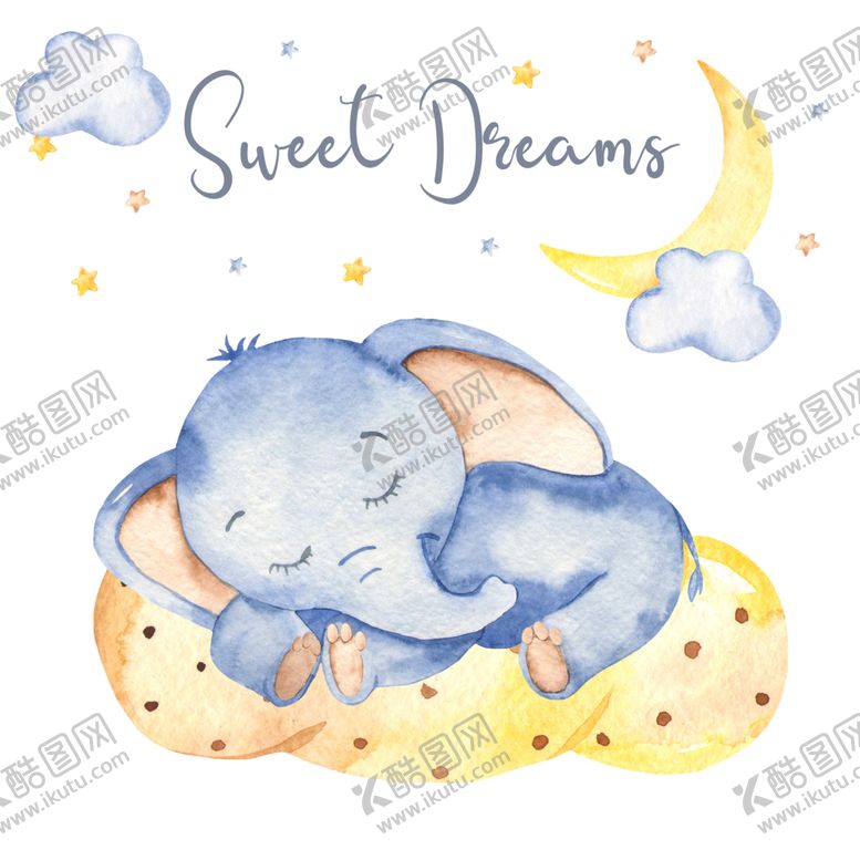 编号：24699510020043527970【酷图网】源文件下载-卡通水彩动物小象