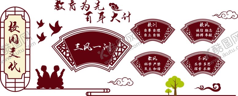 编号：62899005070919367682【酷图网】源文件下载-学校楼梯文化墙励志文明校园展板