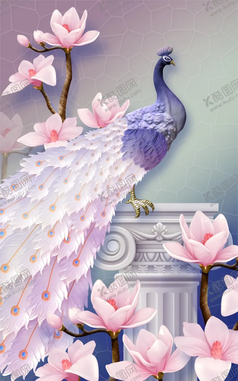 编号：16102707060002223128【酷图网】源文件下载-孔雀电视背景墙装饰画