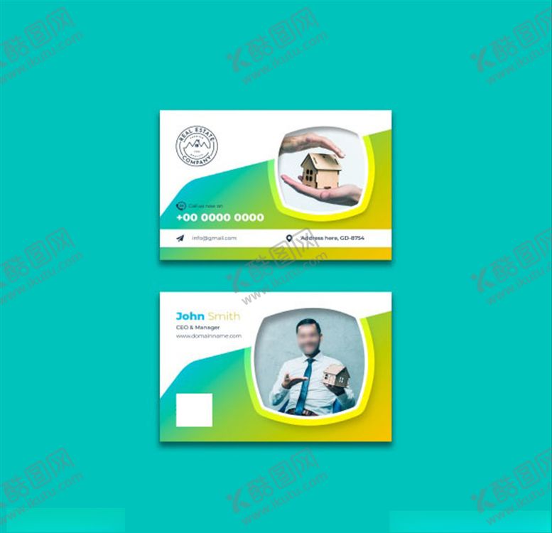 编号：34208409232119205565【酷图网】源文件下载-房产中介名片模板
