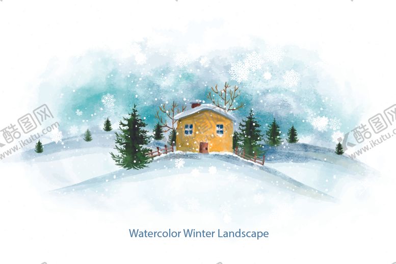 编号：36908909130043296998【酷图网】源文件下载-冬季雪景插画图案