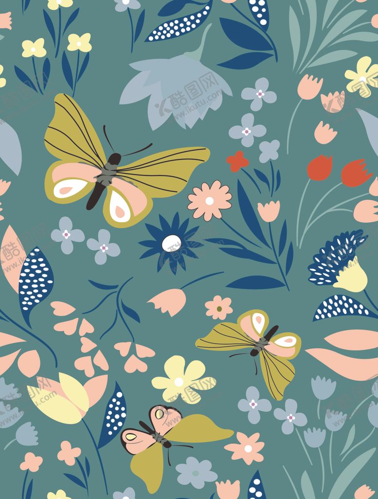 编号：50472009240015405993【酷图网】源文件下载-大牌数码印花定位花蝴蝶