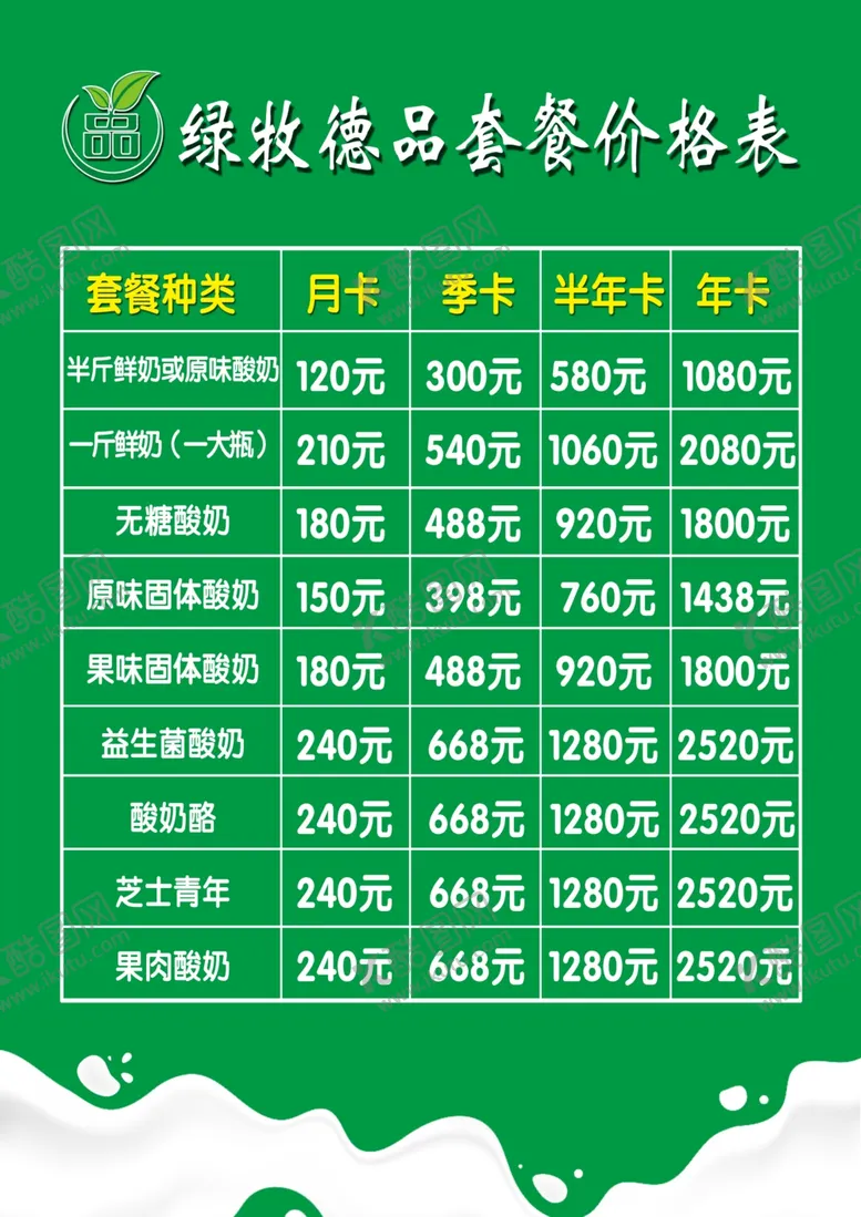 编号：17547703270207145388【酷图网】源文件下载-价格表