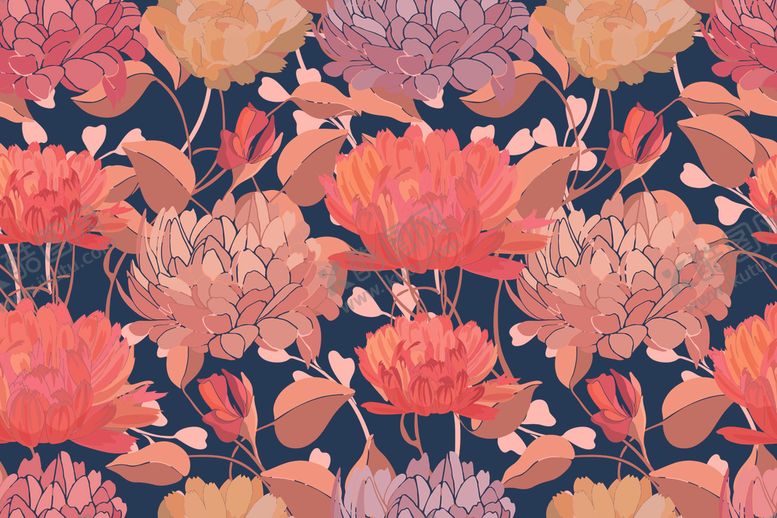 编号：56303006191414517741【酷图网】源文件下载-彩色的花卉艺术无缝图案背景