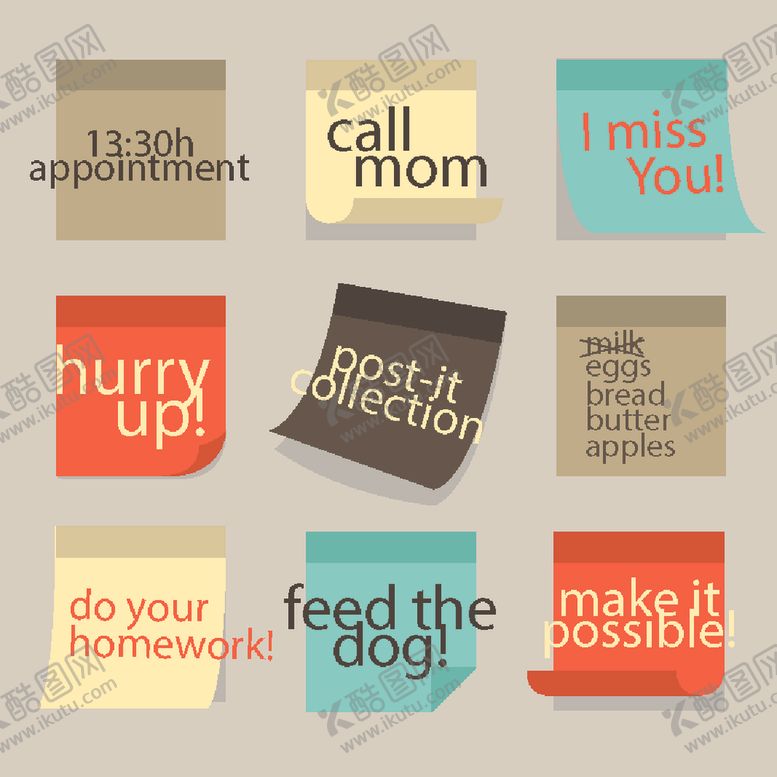 编号：59644604052108198735【酷图网】源文件下载-多彩励志便签纸