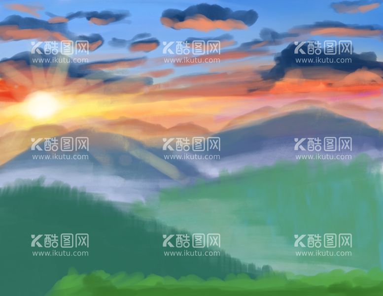 编号：53631903100903143521【酷图网】源文件下载-夕阳插画