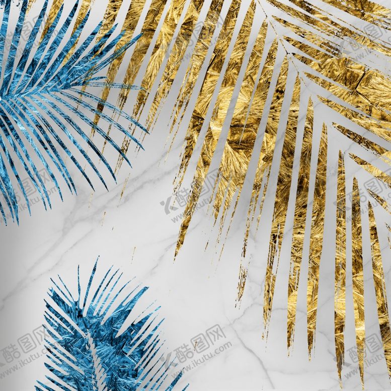 编号：11040709270552315700【酷图网】源文件下载-北欧大理石树叶装饰画