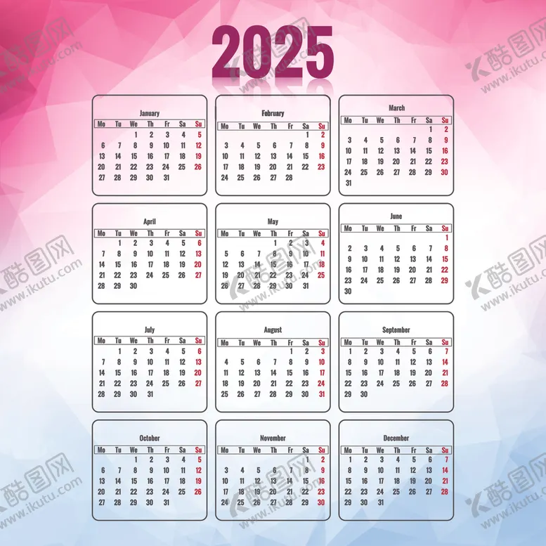 编号：16980801270050231849【酷图网】源文件下载-2025年日历